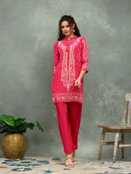 MEENA BAZAAR - Paisley Printed Pink Co-Ord Set