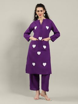 MEENA BAZAAR - Printed Purple Tunic Kurta with Pant