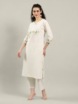 MEENA BAZAAR - Printed Cream Tunic Kurta with Pant
