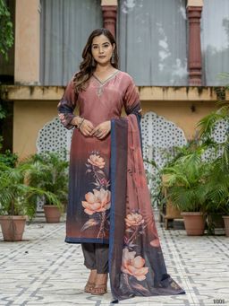 MEENA BAZAAR - Printed Pink Kurta with Salwar and Dupatta