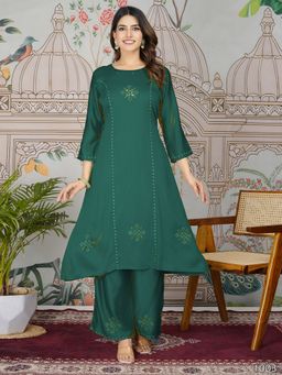 MEENA BAZAAR - Printed Teal Blue Co-Ord Set