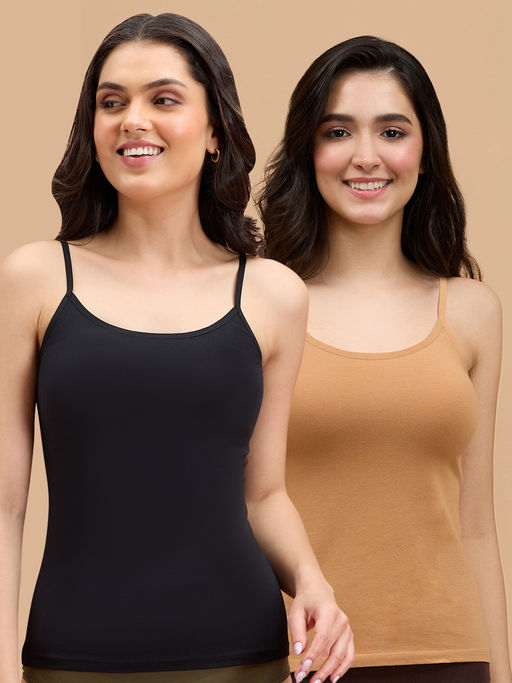 Nykd by Nykaa Women Camisole NYC007 Pack of 2 Black & Tan