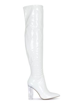 London Rag - Thigh High Long Boots In White