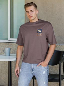 Wrangler - Men Printed Brown Crew Neck Relaxed Fit T-Shirt