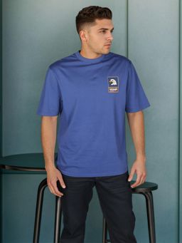 Wrangler - Men Printed Blue Crew Neck Relaxed Fit T-Shirt