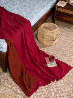 Fabindia - Red Ayan Hand Woven Viscose Cotton Single Blanket