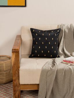 Fabindia - Black Adhira Cotton Embroidered Cushion Cover (16x16 Inches)