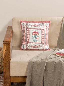 Fabindia - Pink Anar Cotton Printed Cushion Cover (16x16 Inches)