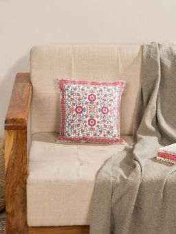 Fabindia - Pink Anar Cotton Printed Cushion Cover (12x12 Inches)