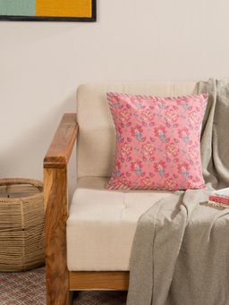 Fabindia - Pink Anar Cotton Printed Cushion Cover (16x16 Inches)