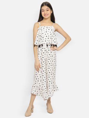 Natilene Girls Printed One-Shoulder Basic Jumpsuit With Waist Belt