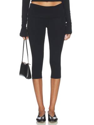 Buy Eterne Foldover Women's Stretch Modal Capri Leggings Black (XS) Online