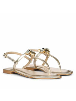 Saint G - Women Stone Embellished Platin Leather Sandals