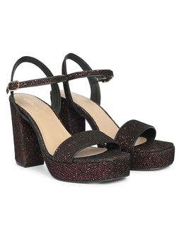 Saint G - Women Wine Glitter Fabric Block Heels