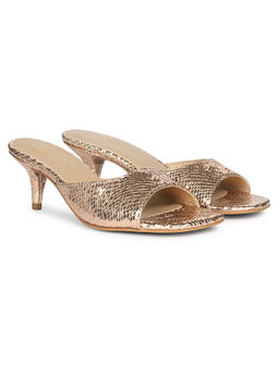Saint G - Women Gold Snake Print Pu Leather Sandal Heels