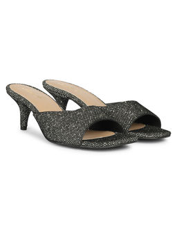 Saint G - Women Pewter Glitter Fabric Sandal Heels