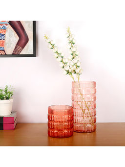 HomeTown - Diva Glass Vase in Pink (Set of 2)