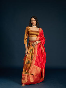 Gajra Gang - Mustard Tissue Brocade Semi-Stitched Lehenga, Unstitched Blouse & Dupatta Diwalicious