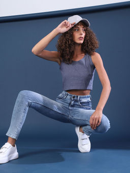 PINACOLADA - Women Casual Solid Blue Top