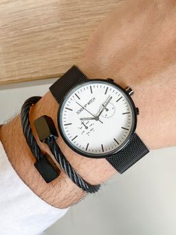 Joker and Witch - Joker & Witch Sirius White Mens Watch with Bracelet Stack - JWMBS37 (M)