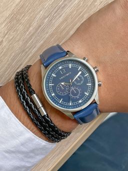 Joker and Witch - Joker & Witch Hudson Mens Navy Blue Watch with Bracelet Stack - JWMBS40 (M)