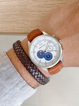 Joker and Witch - Joker & Witch Hawkeye Mens White Watch with Bracelet Stack - JWMBS42 (M)