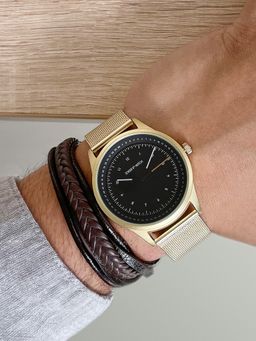 Joker and Witch - Joker & Witch Orion Mens Black Watch with Bracelet Stack - JWMBS45 (M)