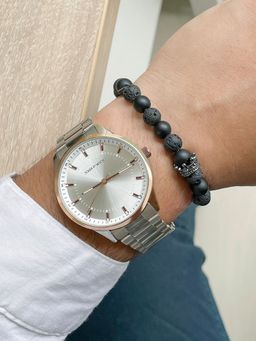 Joker and Witch - Joker & Witch Mirage Mens Silver Watch with Bracelet Stack - JWMBS46 (M)