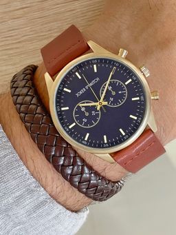 Joker and Witch - Joker & Witch Arthur All Navy Blue Mens Watch with Bracelet Stack - JWMBS55 (M)