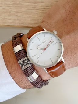 Joker and Witch - Joker & Witch Stefan White Mens Watch with Bracelet Stack - JWMBS63 (M)