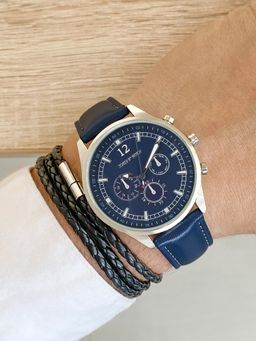 Joker and Witch - Joker & Witch Amos Mens Navy Blue Watch with Bracelet Stack - JWMBS69 (M)