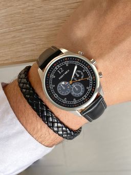 Joker and Witch - Joker & Witch Arlo Mens Black Watch with Bracelet Stack - JWMBS70 (M)