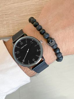 Joker and Witch - Joker & Witch Hector All Black Mens Watch with Bracelet Stack - JWMBS77 (M)