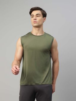 Dida - Men Olive Round Neck Regular Fit T-Shirt