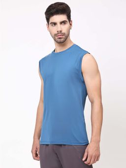 Dida - Men Blue Round Neck Regular Fit T-Shirt