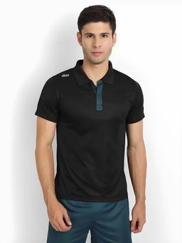 Dida - Men Black Collar Neck Regular Fit Polo T-Shirt