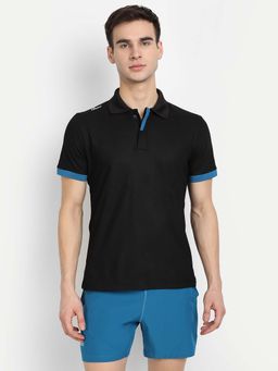 Dida - Men Black Collar Neck Regular Fit Polo T-Shirt
