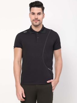 Dida - Men Black Collar Neck Regular Fit Polo T-Shirt