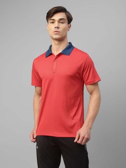 Dida - Men Red Collar Neck Regular Fit Polo T-Shirt