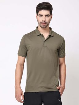 Dida - Men Olive Collar Neck Regular Fit Polo T-Shirt