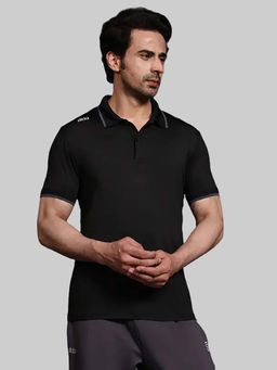 Dida - Men Black Collar Neck Regular Fit Polo T-Shirt