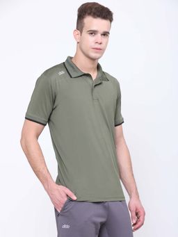 Dida - Men Olive Collar Neck Regular Fit Polo T-Shirt
