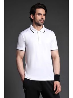 Dida - Men White Collar Neck Regular Fit Polo T-Shirt