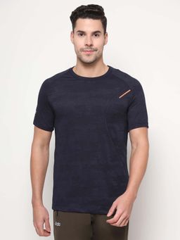 Dida - Men Navy Blue Crew Neck Regular Fit T-Shirt