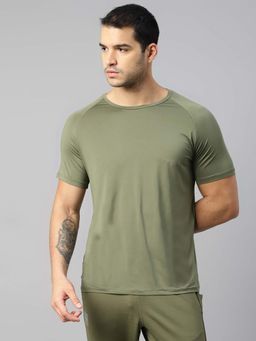 Dida - Men Olive Crew Neck Regular Fit T-Shirt
