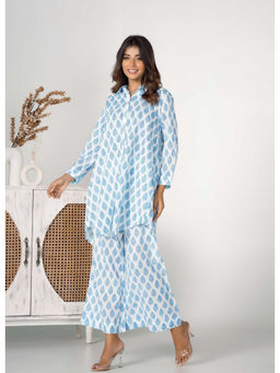 Tara-C-Tara - Booti Hand Block Cotton Printed Blue Kurta with Pant Coords