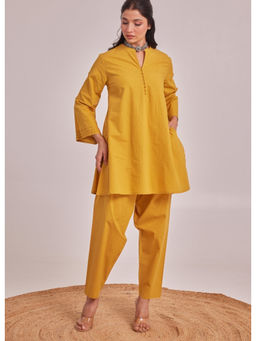 Tara-C-Tara - Yellow Cotton Kurta and Pant