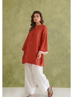 Tara-C-Tara - Rust Doriya Sweet Heart Kurta with Salwar