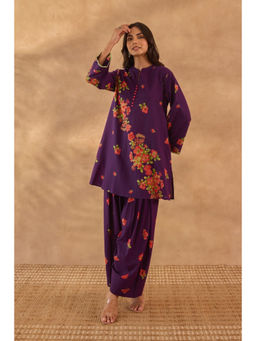 Tara-C-Tara - Purple Floral Farshi Kurta with Salwar