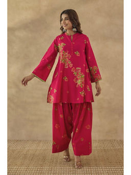 Tara-C-Tara - Rani Pink Floral Farshi Kurta with Salwar